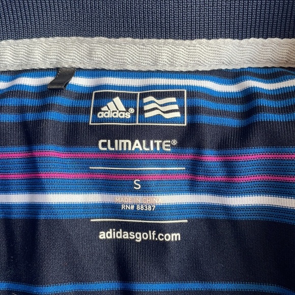 Blue Striped Adidas Golf Polo Shirt Climalite S - Picture 5 of 6